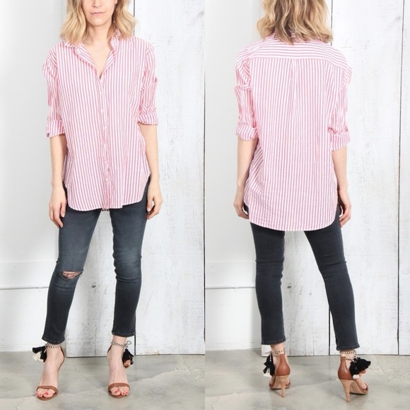 XiRENA Tops - Xirena Beau Button Down Shirt in Red Stripe